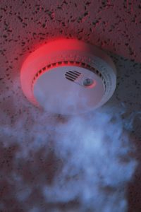 Smoke reaching smoke alarm on ceiling